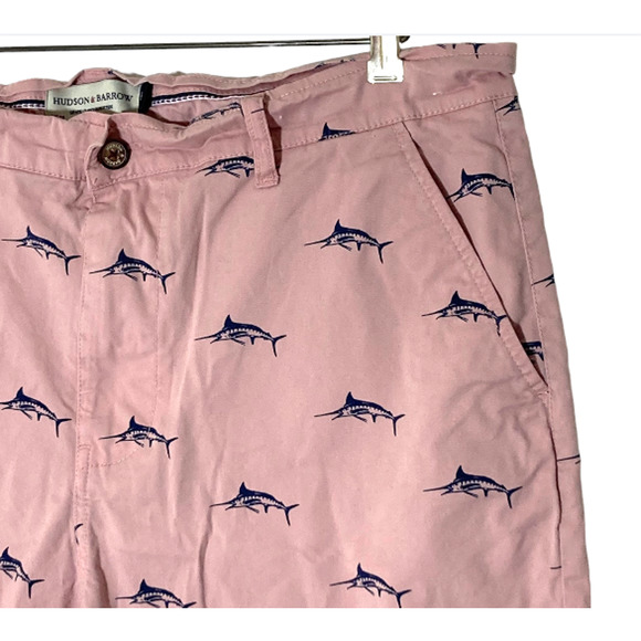 Men's Pink SWORDFISH Chino Shorts - Hudson & Barrow - Size 38 - Picture 2 of 11
